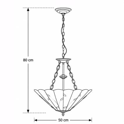 Brilagi - Lustre Tiffany en vitrail sur chaîne FOLIA 3xE27/60W/230V Ø 50 cm