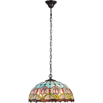 Brilagi - Lustre Tiffany en vitrail sur chaîne LORAS 2xE27/60W/230V