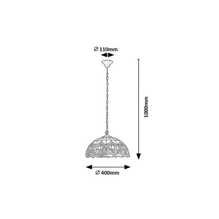 Brilagi - Lustre Tiffany en vitrail sur chaîne LORAS 2xE27/60W/230V