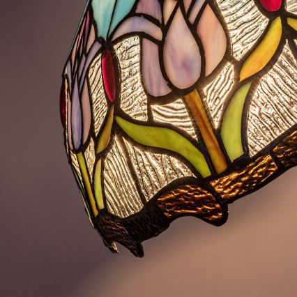 Brilagi - Lustre Tiffany en vitrail sur chaîne LORAS 2xE27/60W/230V