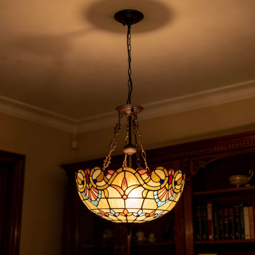 Brilagi - Lustre Tiffany en vitrail sur chaîne MIRABELLA 3xE27/60W/230V Ø 50 cm