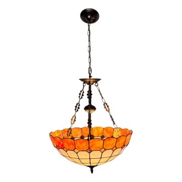 Brilagi - Lustre Tiffany en vitrail sur chaîne SIENNA 3xE27/60W/230V, Ø 50 cm