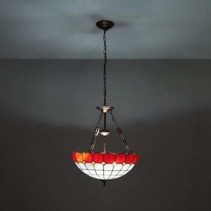 Brilagi - Lustre Tiffany en vitrail sur chaîne SIENNA 3xE27/60W/230V, Ø 50 cm