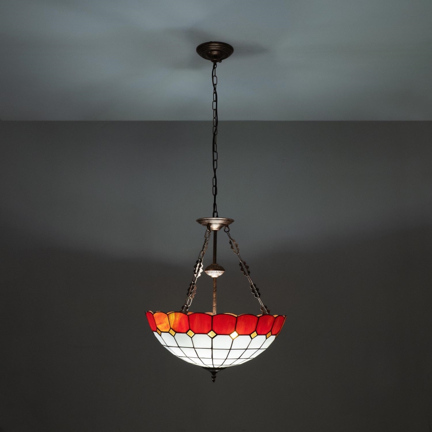 Brilagi - Lustre Tiffany en vitrail sur chaîne SIENNA 3xE27/60W/230V, Ø 50 cm