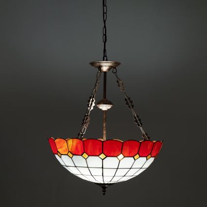 Brilagi - Lustre Tiffany en vitrail sur chaîne SIENNA 3xE27/60W/230V, Ø 50 cm