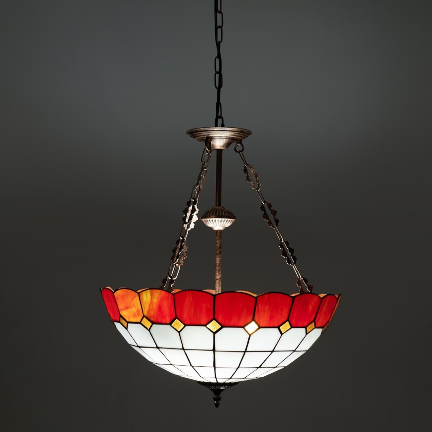 Brilagi - Lustre Tiffany en vitrail sur chaîne SIENNA 3xE27/60W/230V, Ø 50 cm