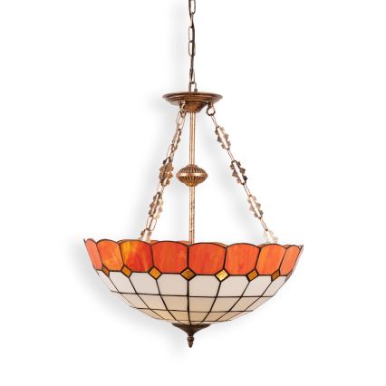 Brilagi - Lustre Tiffany en vitrail sur chaîne SIENNA 3xE27/60W/230V, Ø 50 cm