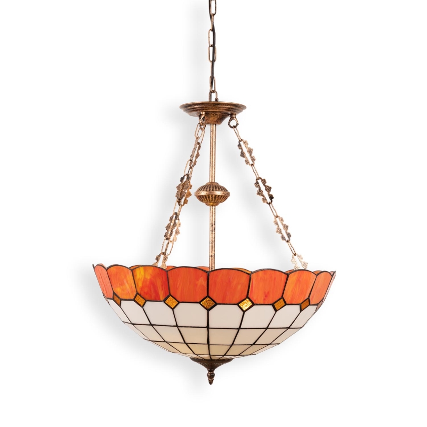 Brilagi - Lustre Tiffany en vitrail sur chaîne SIENNA 3xE27/60W/230V, Ø 50 cm