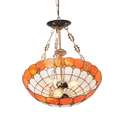 Brilagi - Lustre Tiffany en vitrail sur chaîne SIENNA 3xE27/60W/230V, Ø 50 cm