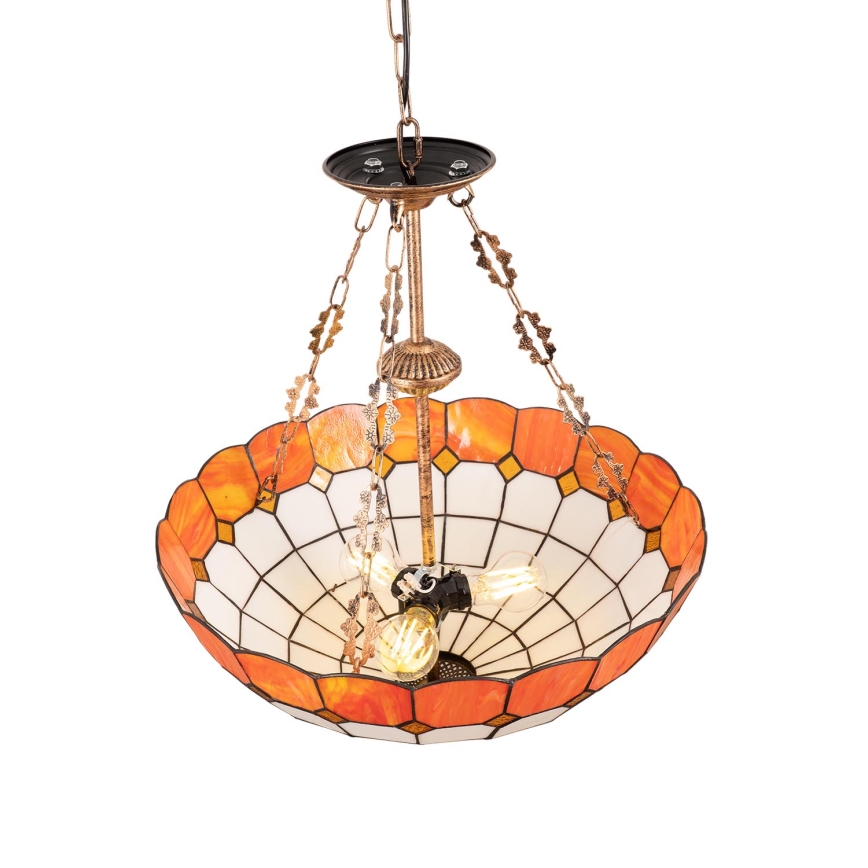 Brilagi - Lustre Tiffany en vitrail sur chaîne SIENNA 3xE27/60W/230V, Ø 50 cm