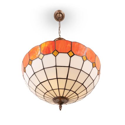 Brilagi - Lustre Tiffany en vitrail sur chaîne SIENNA 3xE27/60W/230V, Ø 50 cm