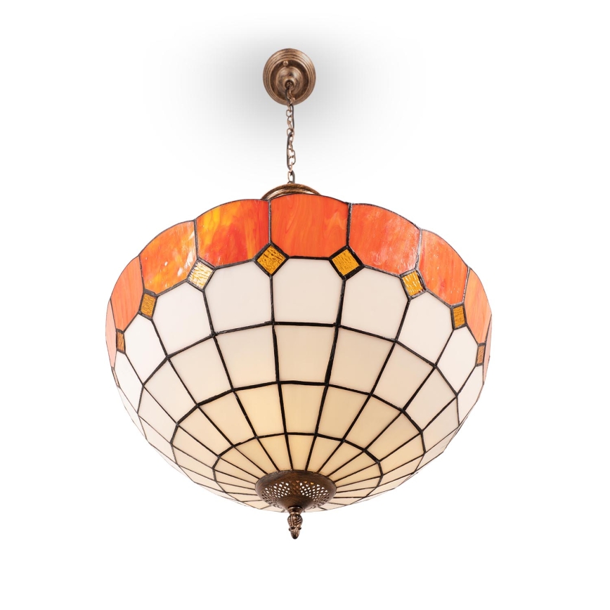 Brilagi - Lustre Tiffany en vitrail sur chaîne SIENNA 3xE27/60W/230V, Ø 50 cm