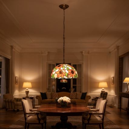 Brilagi - Lustre Tiffany en vitrail suspendu par chaîne SUNFLOWER 1xE27/60W/230V Ø 40 cm