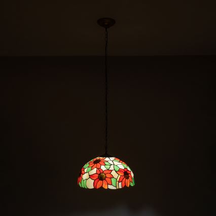Brilagi - Lustre Tiffany en vitrail suspendu par chaîne SUNFLOWER 1xE27/60W/230V Ø 40 cm