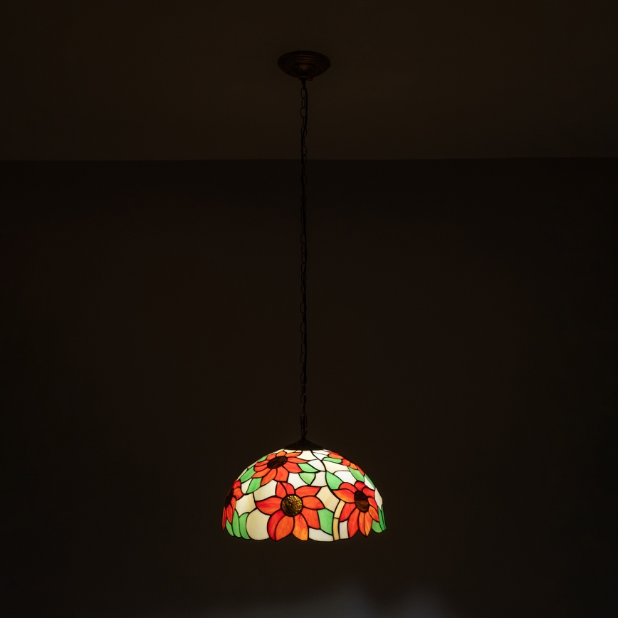 Brilagi - Lustre Tiffany en vitrail suspendu par chaîne SUNFLOWER 1xE27/60W/230V Ø 40 cm