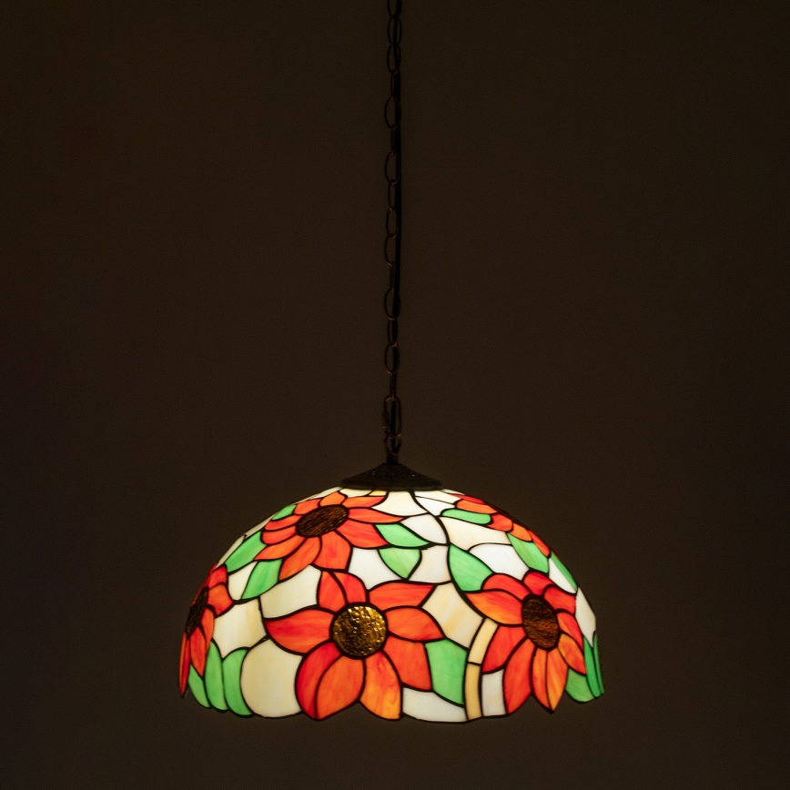 Brilagi - Lustre Tiffany en vitrail suspendu par chaîne SUNFLOWER 1xE27/60W/230V Ø 40 cm