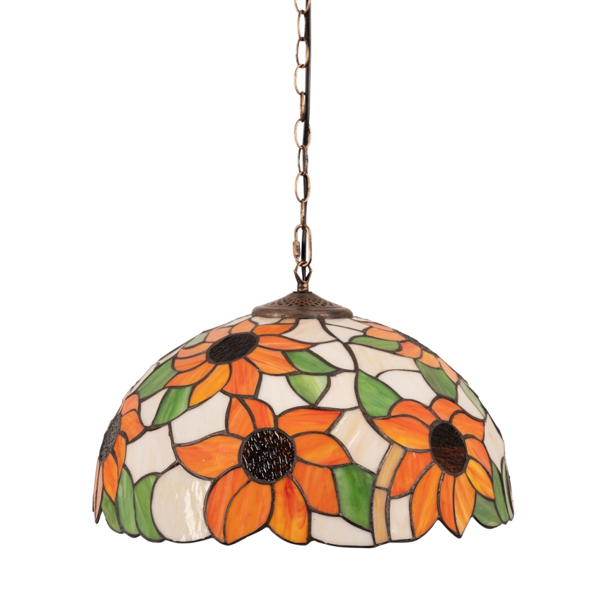 Brilagi - Lustre Tiffany en vitrail suspendu par chaîne SUNFLOWER 1xE27/60W/230V Ø 40 cm