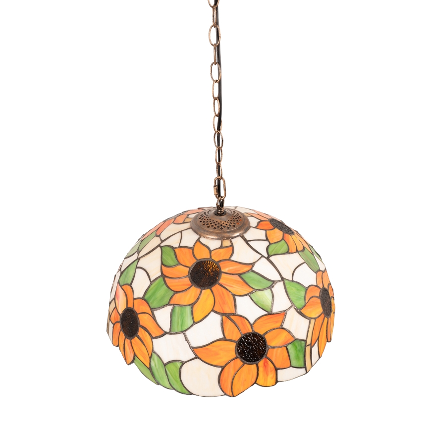 Brilagi - Lustre Tiffany en vitrail suspendu par chaîne SUNFLOWER 1xE27/60W/230V Ø 40 cm