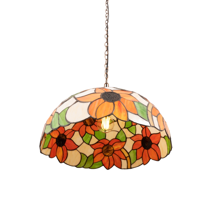 Brilagi - Lustre Tiffany en vitrail suspendu par chaîne SUNFLOWER 1xE27/60W/230V Ø 40 cm