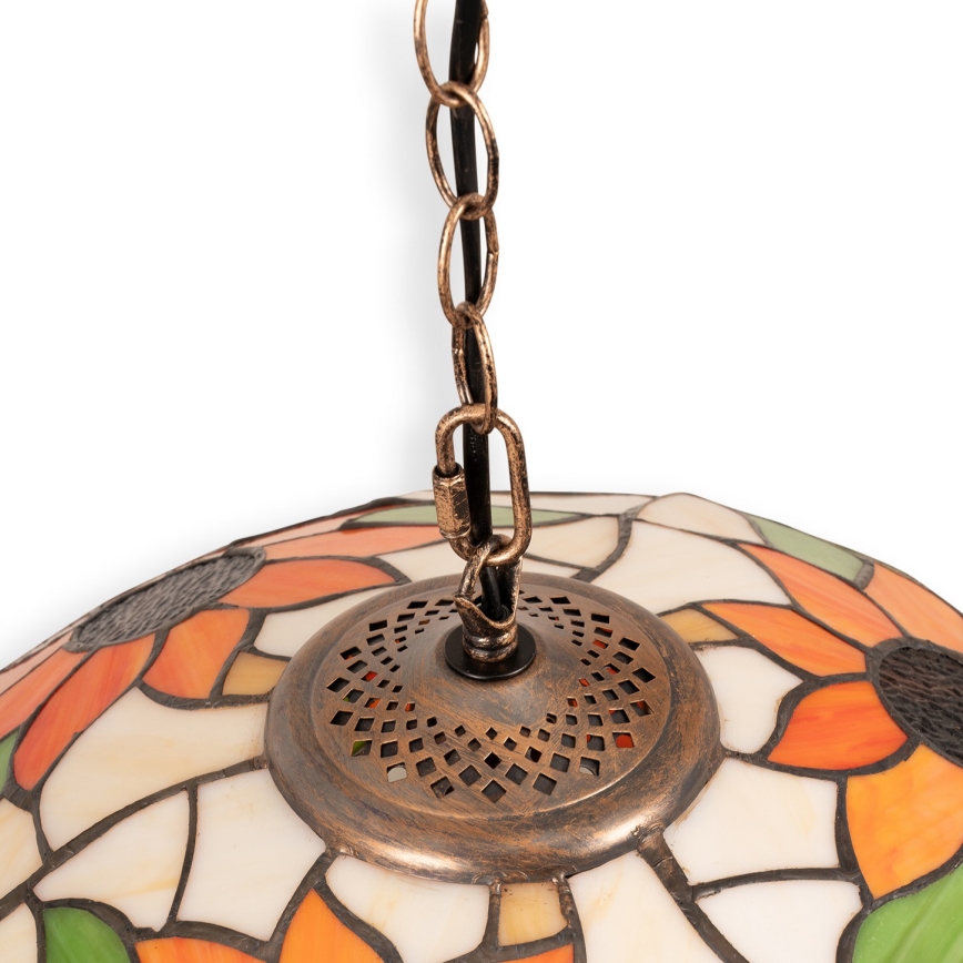 Brilagi - Lustre Tiffany en vitrail suspendu par chaîne SUNFLOWER 1xE27/60W/230V Ø 40 cm