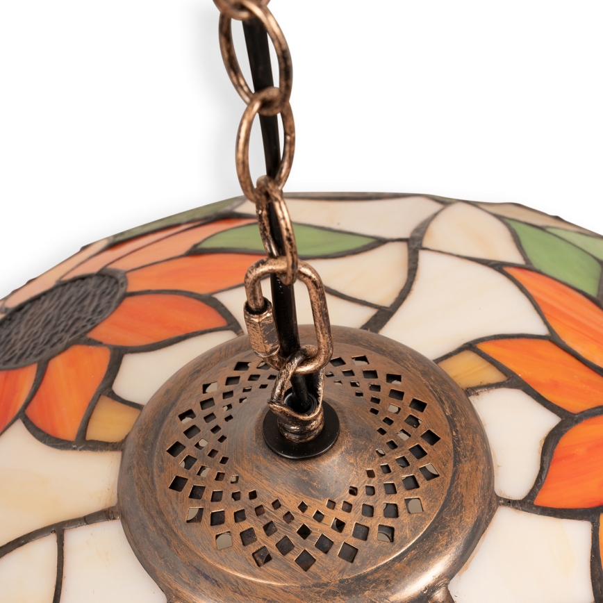 Brilagi - Lustre Tiffany en vitrail suspendu par chaîne SUNFLOWER 1xE27/60W/230V Ø 40 cm