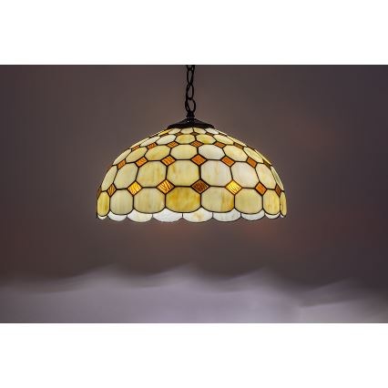 Brilagi - Lustre Tiffany en vitrail, suspendu sur chaîne DORAN 2xE27/60W/230V