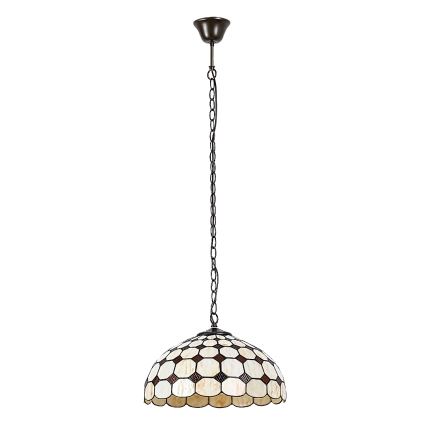 Brilagi - Lustre Tiffany en vitrail, suspendu sur chaîne DORAN 2xE27/60W/230V