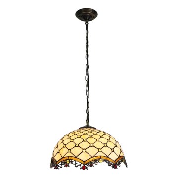 Brilagi - Lustre Tiffany en vitrail suspendu sur chaîne ivoire 1xE27/60W/230V Ø 40 cm