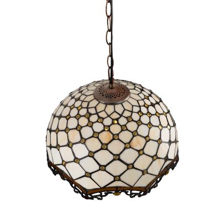 Brilagi - Lustre Tiffany en vitrail suspendu sur chaîne ivoire 1xE27/60W/230V Ø 40 cm