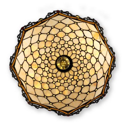 Brilagi - Lustre Tiffany en vitrail suspendu sur chaîne ivoire 1xE27/60W/230V Ø 40 cm