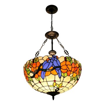 Brilagi - Lustre Tiffany en vitrail suspendu sur chaîne JUNGLE 3xE27/60W/230V Ø 50 cm