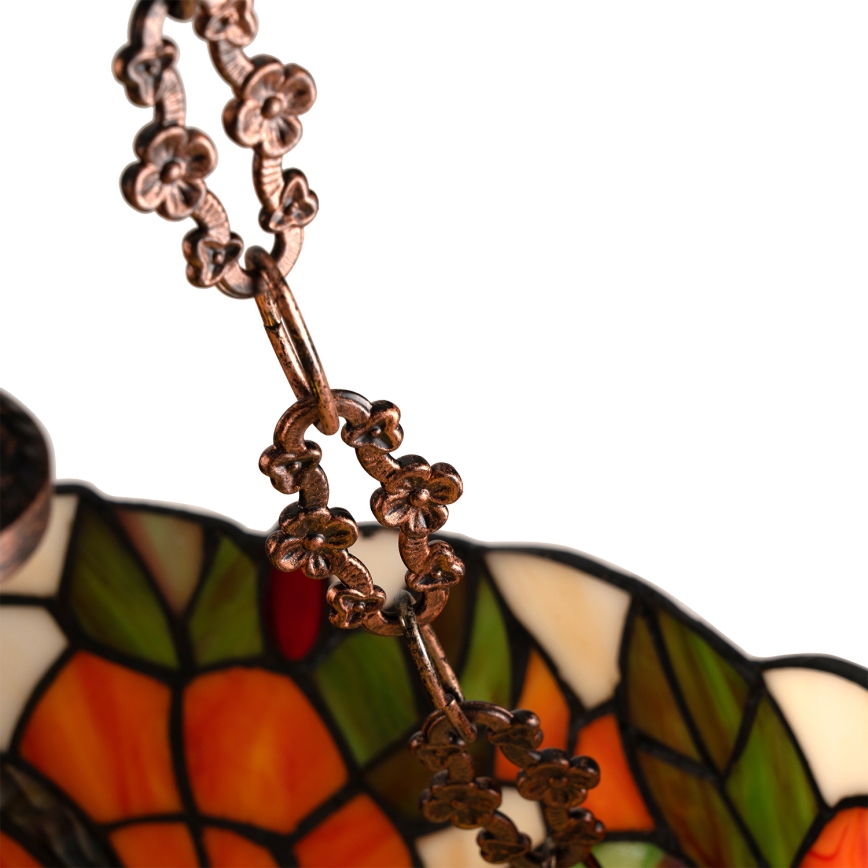 Brilagi - Lustre Tiffany en vitrail suspendu sur chaîne JUNGLE 3xE27/60W/230V Ø 50 cm