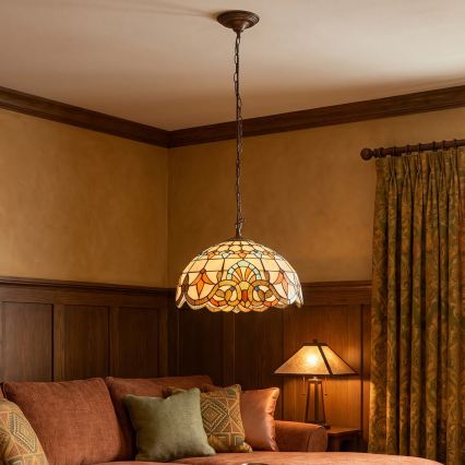 Brilagi - Lustre Tiffany en vitrail suspendu sur chaîne MIRABELLA 1xE27/60W/230V Ø 40 cm