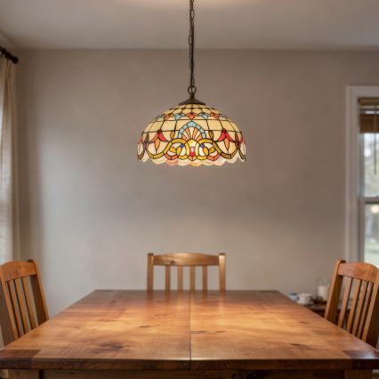 Brilagi - Lustre Tiffany en vitrail suspendu sur chaîne MIRABELLA 1xE27/60W/230V Ø 40 cm