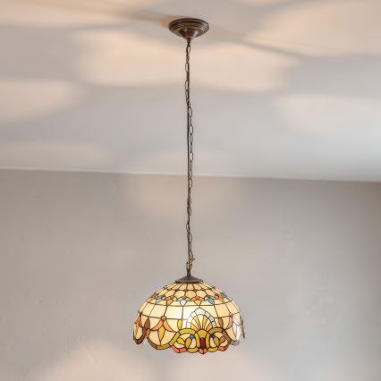 Brilagi - Lustre Tiffany en vitrail suspendu sur chaîne MIRABELLA 1xE27/60W/230V Ø 40 cm