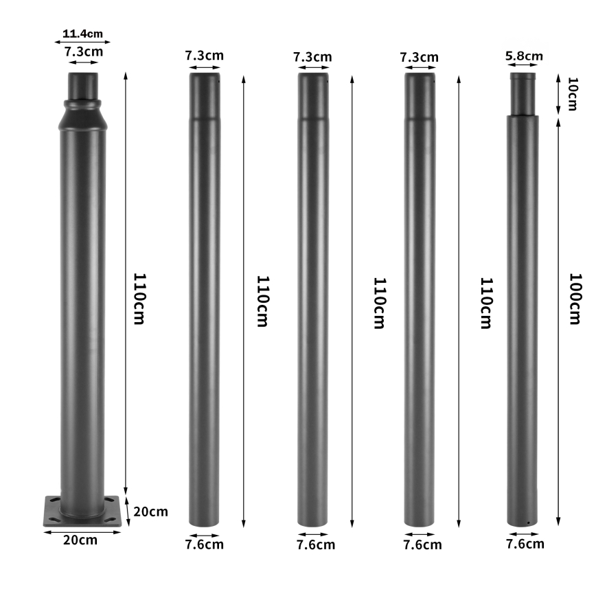Brilagi - Mât métallique URBAN pour éclairage extérieur 5 m, ø 58 mm, anthracite