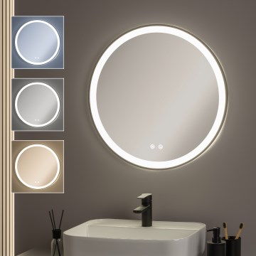 Brilagi - Miroir chauffant de salle de bains LED dimmable avec rétroéclairage ALU PRO LED/18W/230V Ø 60 cm 3000/4000/6500K IP44 noir CRI 90