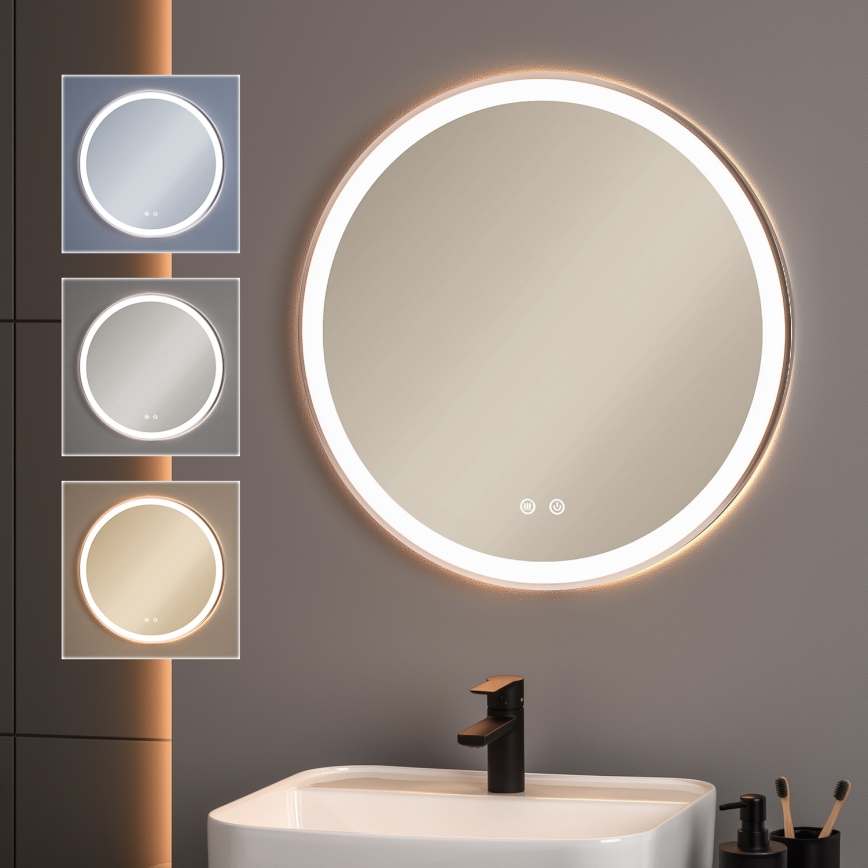 Brilagi - Miroir chauffant de salle de bains LED dimmable rétroéclairé ALU PRO LED/18W/230V Ø 60 cm 3000/4000/6500K IP44 chrome mat