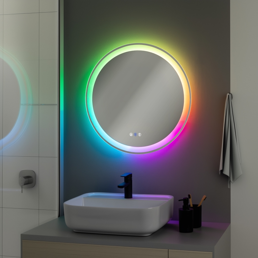 Brilagi - Miroir chauffant LED RGBW pour salle de bains AVA PRO LED/18W/230V Ø 60 cm IP44 IRC 90 dimmable + CCT