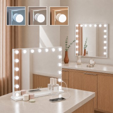 BRILAGI - miroir de maquillage à intensité réglable HOLLYWOOD LED/15W/230V CCT + 2x USB 60x50 cm blanc