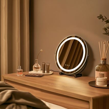 BRILAGI - Miroir de maquillage LED dimmable CALIFORNIA LED/17W/230V 3000/4000/6500K Ø 42 cm noir