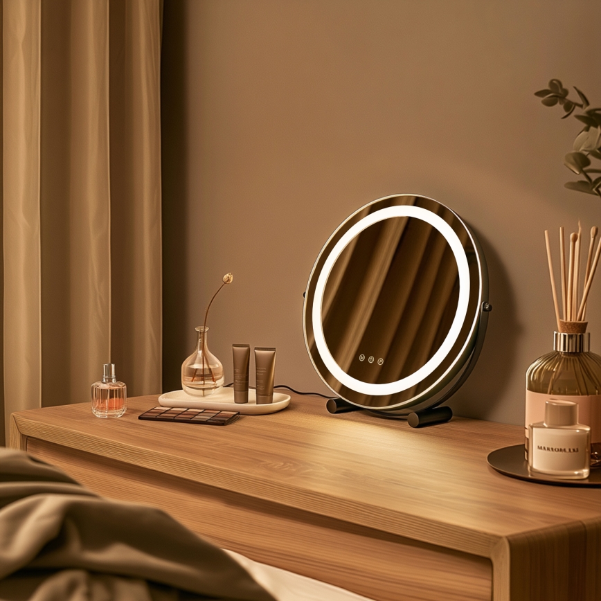 BRILAGI - Miroir de maquillage LED dimmable CALIFORNIA LED/17W/230V 3000/4000/6500K Ø 42 cm noir
