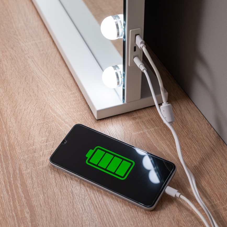 BRILAGI - LED miroir de maquillage à intensité réglable HOLLYWOOD LED/15W/230V CCT + 2x USB 55x77 cm blanc
