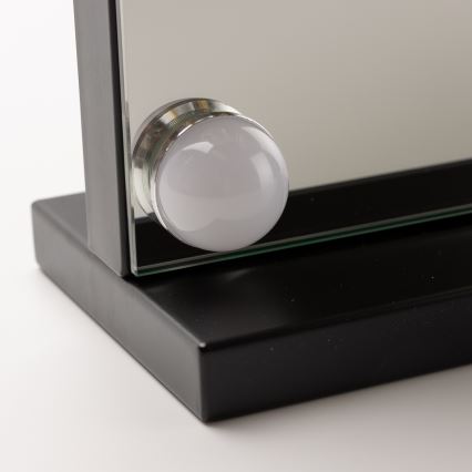 BRILAGI - Miroir de maquillage LED à intensité variable HOLLYWOOD LED/15W/230V CCT + USB noir