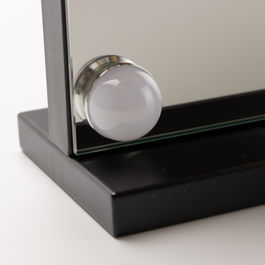 BRILAGI - Miroir de maquillage LED à intensité variable HOLLYWOOD LED/15W/230V CCT + USB noir