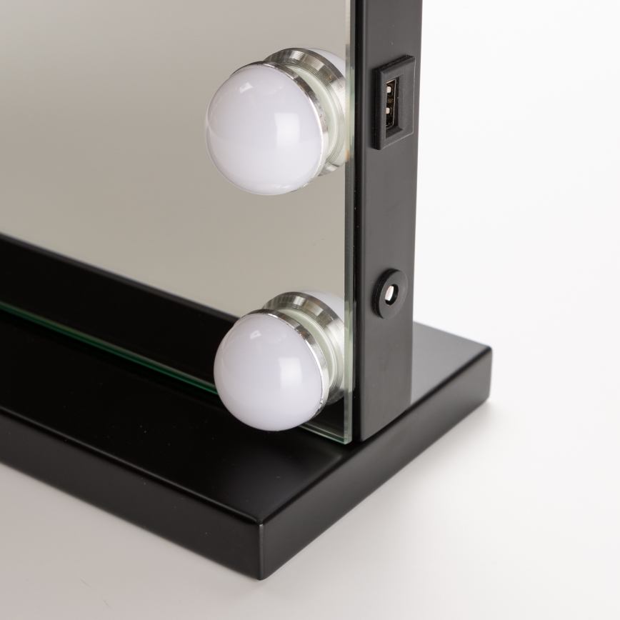 BRILAGI - Miroir de maquillage LED à intensité variable HOLLYWOOD LED/15W/230V CCT + USB noir