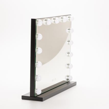 BRILAGI - Miroir de maquillage LED à intensité variable HOLLYWOOD LED/15W/230V CCT + USB noir