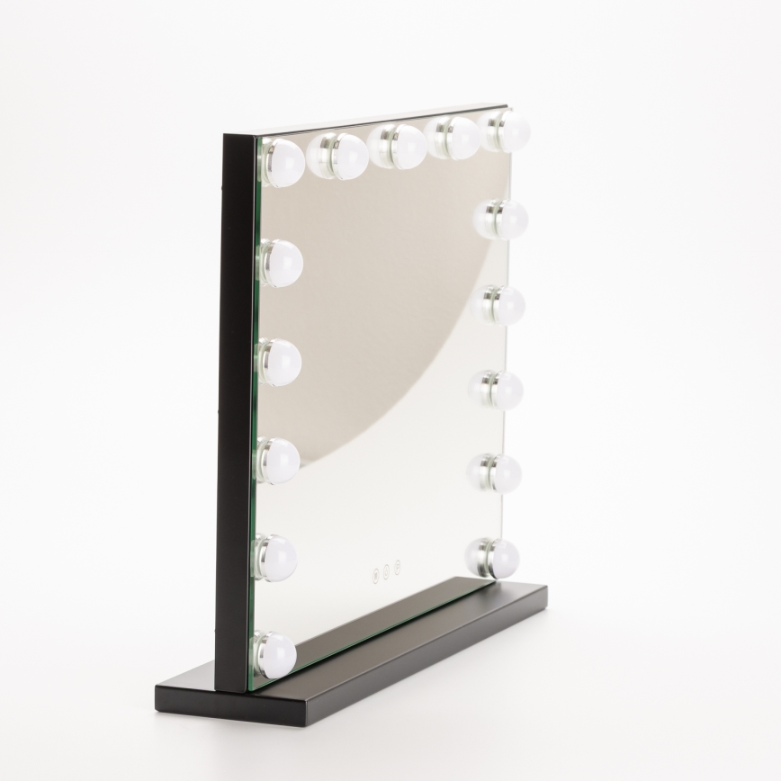BRILAGI - Miroir de maquillage LED à intensité variable HOLLYWOOD LED/15W/230V CCT + USB noir