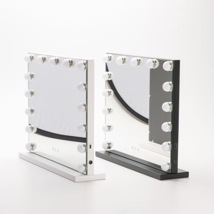 BRILAGI - Miroir de maquillage LED à intensité variable HOLLYWOOD LED/15W/230V CCT + USB noir