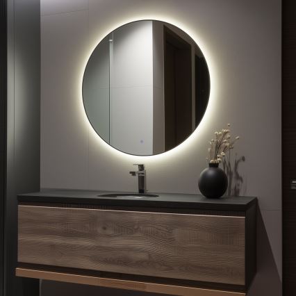 Brilagi - Miroir LED pour salle de bains VENA BLACK, LED 32W/230V, Ø 100 cm, IP44, IRC 90, dimmable + CCT